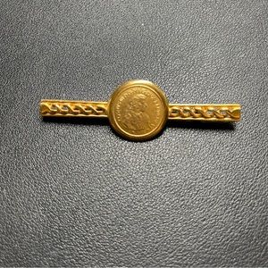 Vintage Estate Ben-Amun Signed Coin Gold Plated Bar Pin Made in the USA